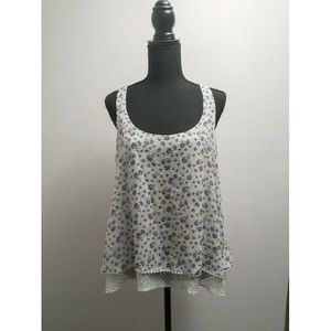 About A Girl L Double Layer Georgette Floral Polka Dot White/Navy Sleeveless